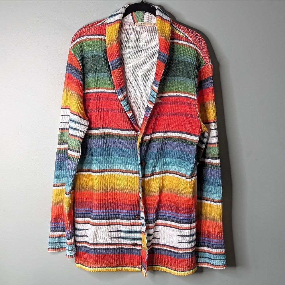 Vintage DETI Unisex Woven Southwest Motif Button Down Shawl Collar Cardigan 2XL